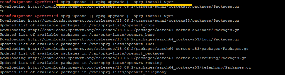 Gambar update dan upgrade package