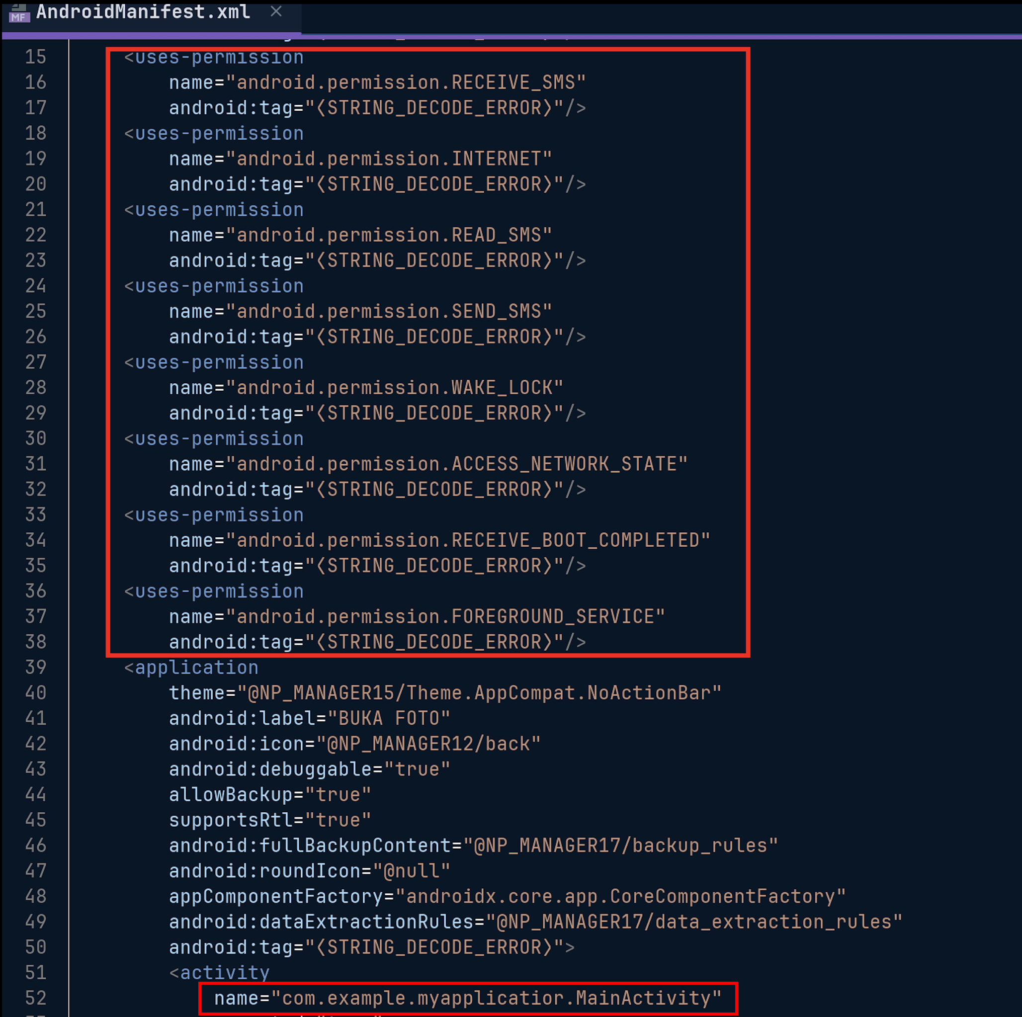 Analisis android manifest apk kedua