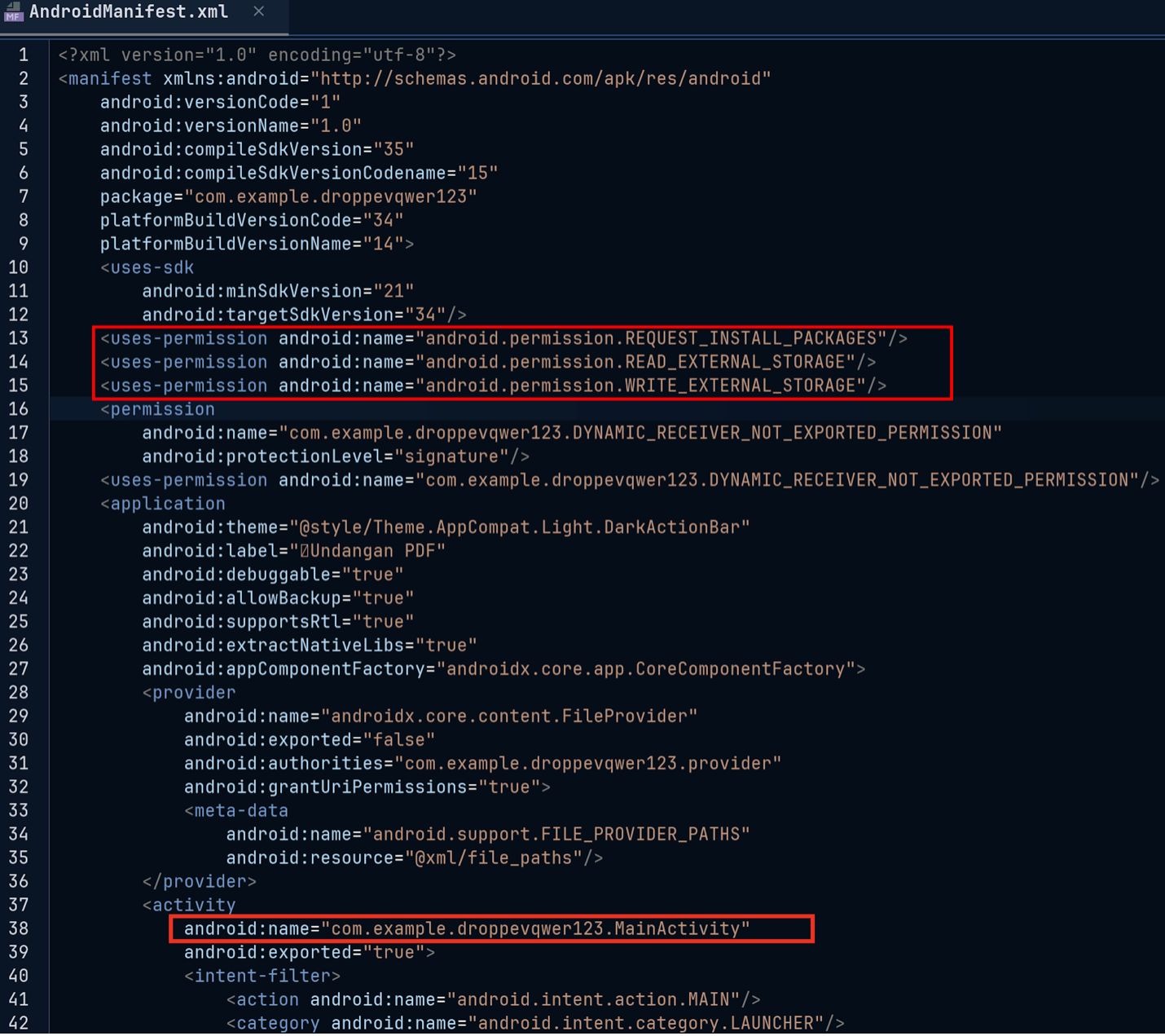 Analisis dari Android Manifest