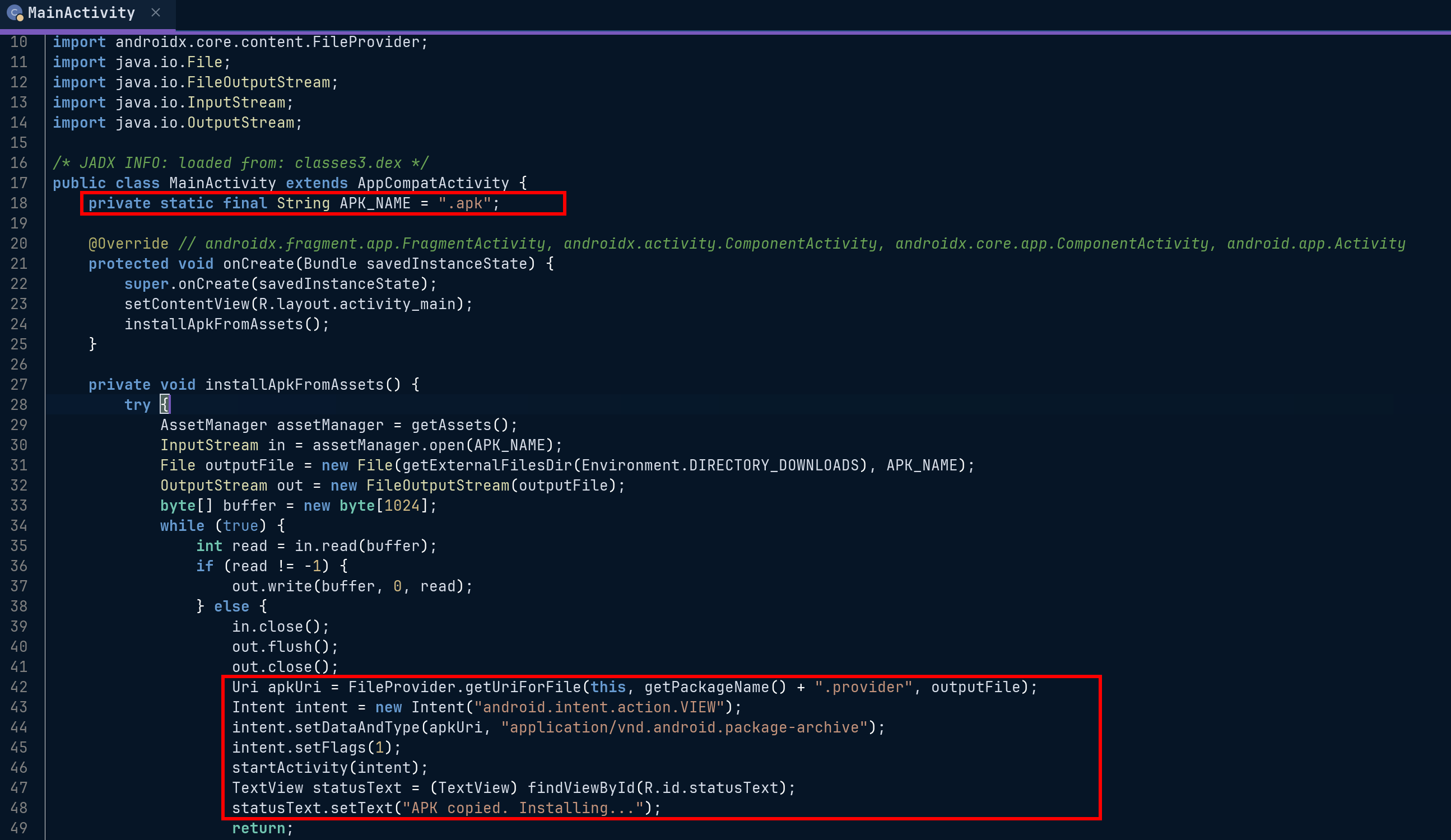 Analisis dari Main activity