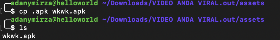 Rename hidden Apk dari directory